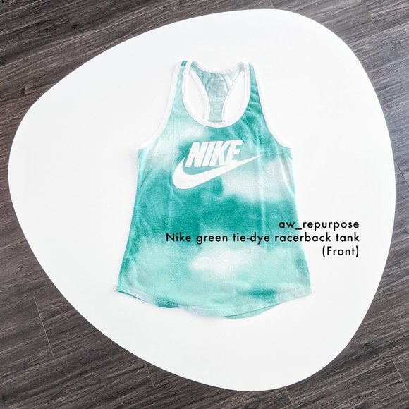 Nike Green/Blue Tie-Dye Racerback Tank Women Small - Picture 1 of 11